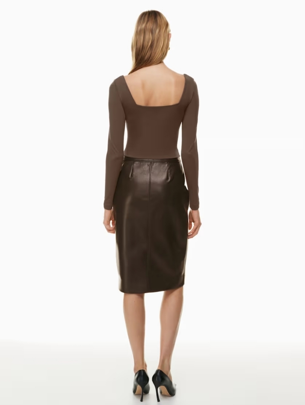 Aritzia Babaton Contour squareneck longsleeve size M, chocolate. - Picture 6 of 12